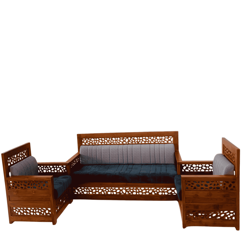 Pebble CNC teak sofa set 3+1+1 for living room and lounge seating