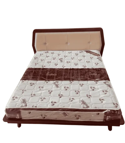 Plain Rexin Mahogany Cot 5 ft Queen Size