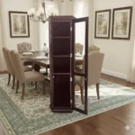 4 Tier Mahogany Glass Door Corner Stand
