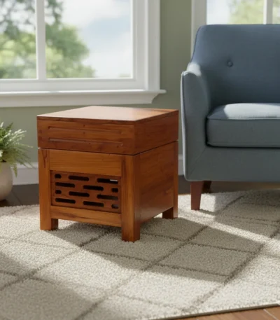 CNC Cut Teak Stool