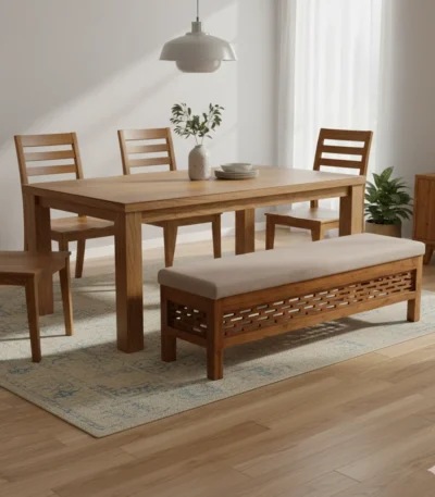 CNC Cushioned Teak Dining Bench