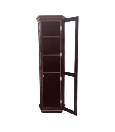 4 Tier Mahogany Glass Door Corner Stand