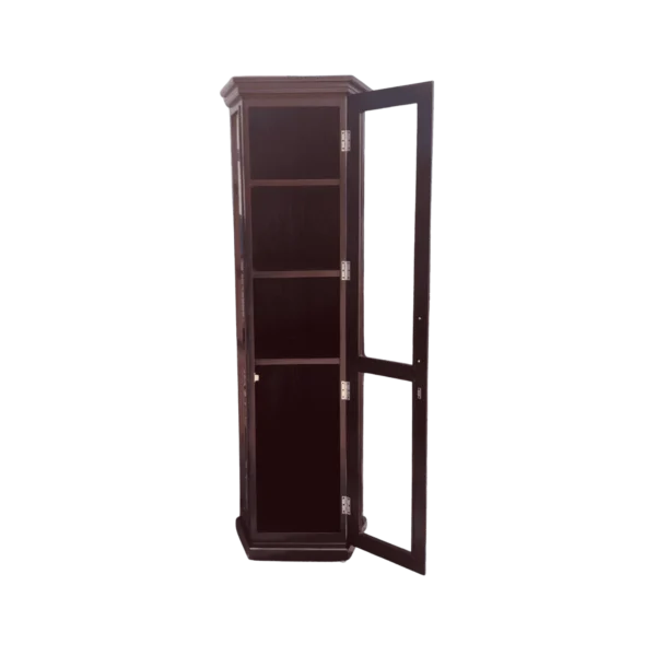 4 Tier Mahogany Glass Door Corner Stand