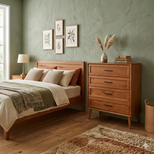 Panel 4 Drawer Teak Side Table