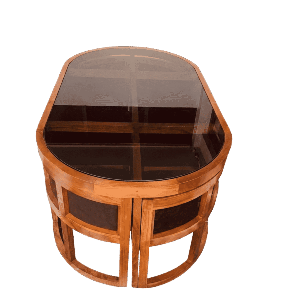 Tuck Under Space Saving Oval Dining Table with 6 Cushion Chairs