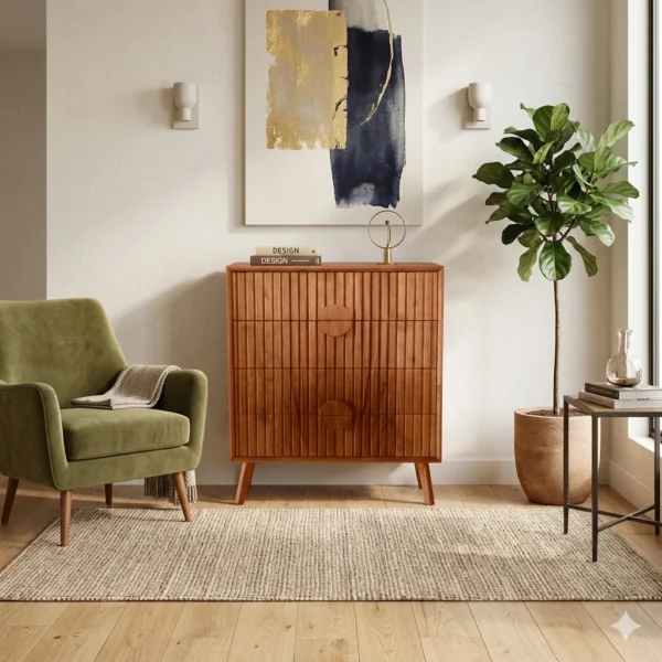 CircleArt 4 Drawer Teak Side Table