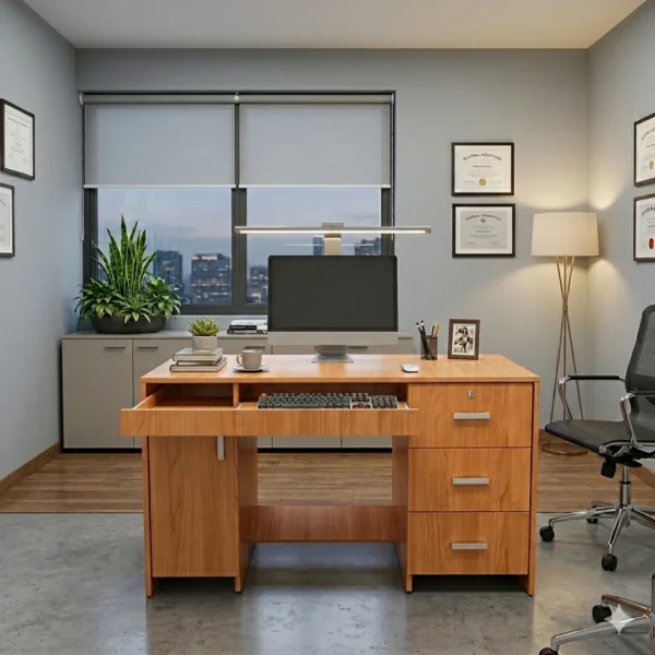Console Particle Board Computer Table with Keyboard Tray