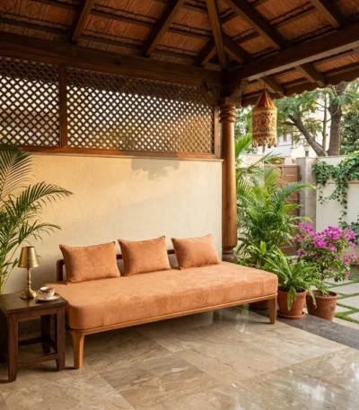 Relax Cushion Teak Bench 3 Seater