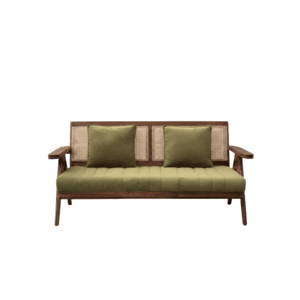 Inverted V Teak Cane Sofa Set
